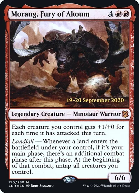 Moraug, furie d'Akoum, carte Magic PZNR 150s — extension Zendikar Rising Promos