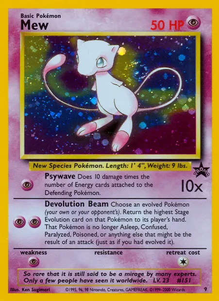 Mew, carte Pokémon WP 9 — extension Wizards Black Star Promos