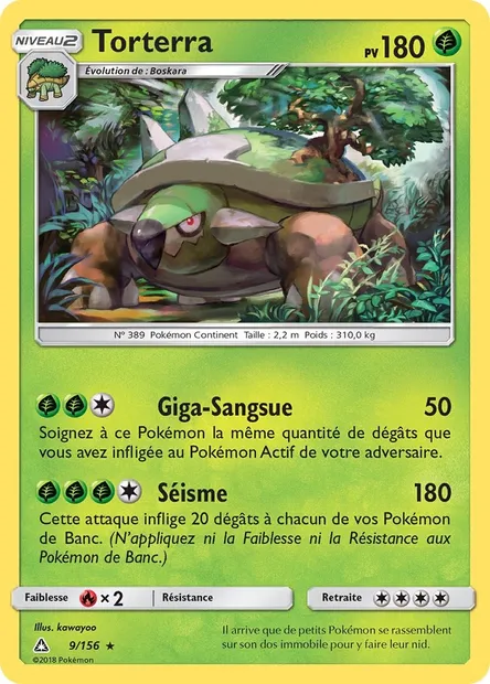 Torterra, carte Pokémon UPR 9 — extension Ultra-Prisme