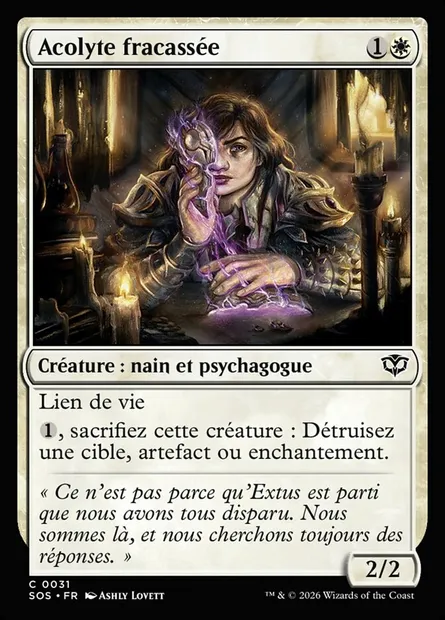 Acolyte fracassée, carte Magic SOS 31 — extension Secrets of Strixhaven