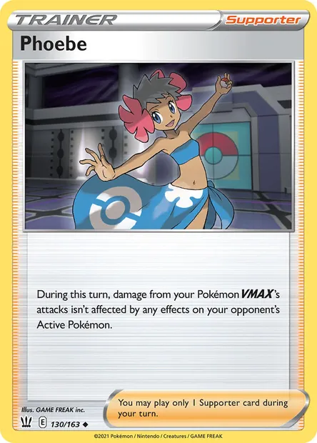 Phoebe, Pokémon card BST 130 — Battle Styles set