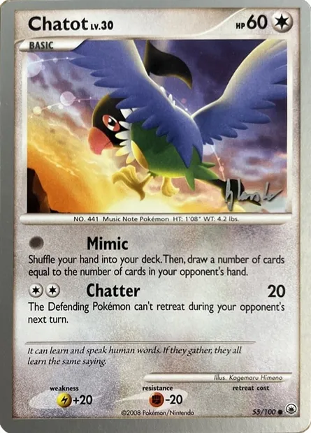 Chatot Lv.30, Pokémon card WCD08 055-2 — World Championship Decks 2008 set