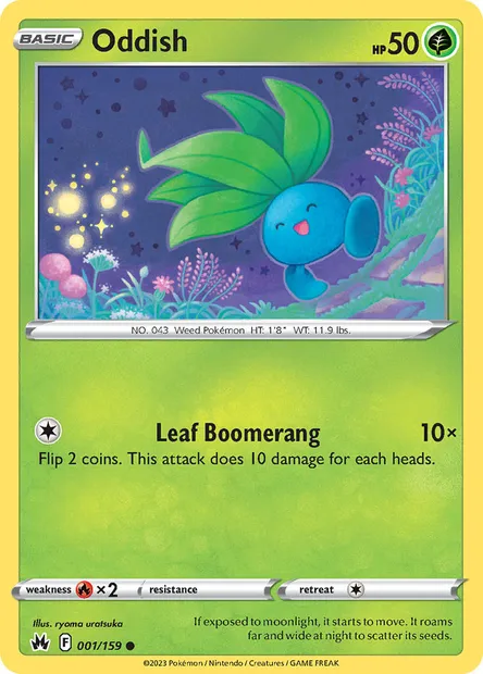 Oddish, Pokémon card CRZ 001 — Crown Zenith set