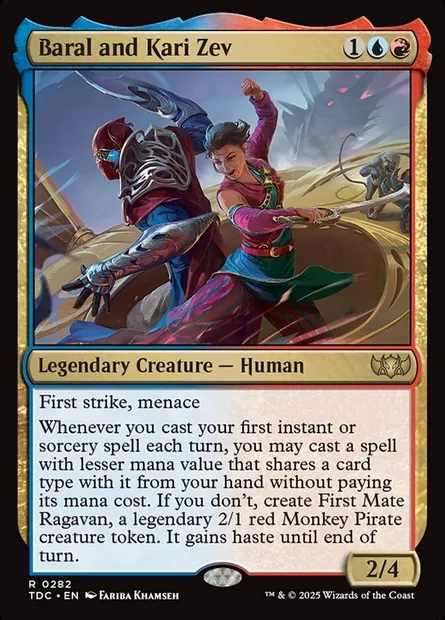 Baral and Kari Zev, Magic card TDC 282 — Tarkir: Dragonstorm Commander set