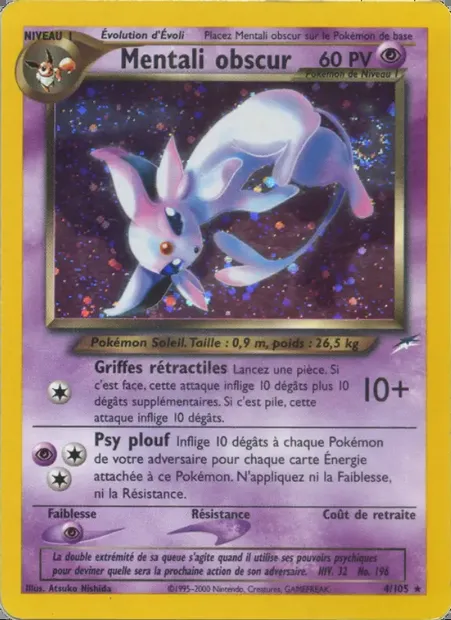 Mentali obscur, carte Pokémon NDE 4 — extension Neo Destiny