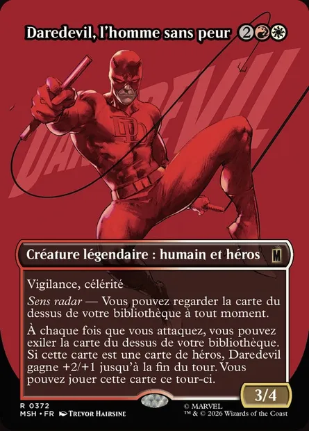 Daredevil, l'homme sans peur, carte Magic MSH 372 — extension Marvel Super Heroes