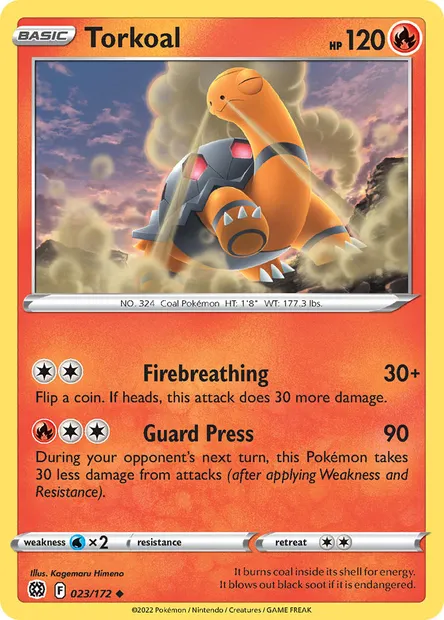 Torkoal, Pokémon card BRS 023 — Brilliant Stars set