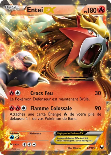 Entei-EX, carte Pokémon DEX 13 — extension Explorateurs Obscurs