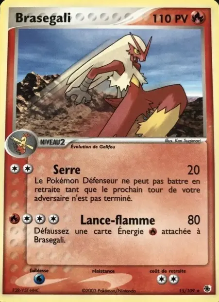 Braségali, carte Pokémon RS 15 — extension EX Rubis & Saphir