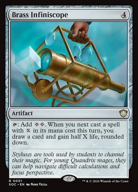 Brass Infiniscope, Magic card SOC 51 — Secrets of Strixhaven Commander set