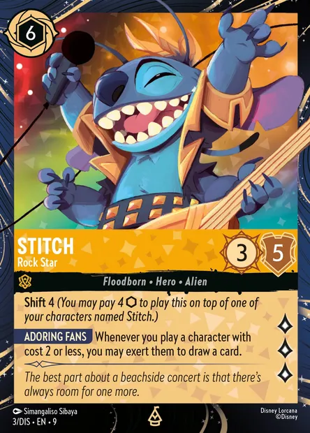 Stitch - Rock star, carte Disney Lorcana DIS-003 — extension DIS