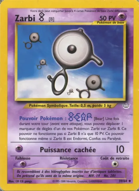 Zarbi B, carte Pokémon NR 39 — extension Neo Revelation