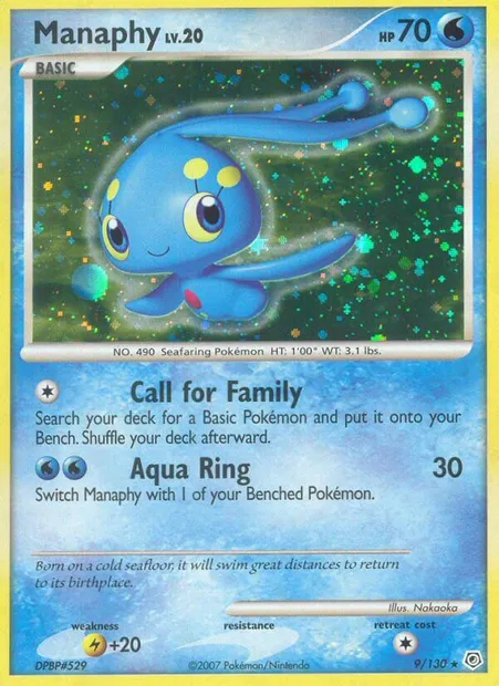 Manaphy, carte Pokémon DP 9 — extension Diamant & Perle