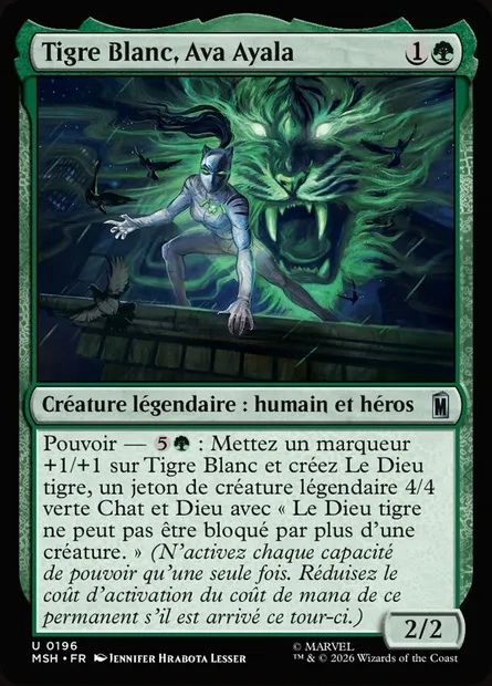 Tigre Blanc, Ava Ayala, carte Magic MSH 196 — extension Marvel Super Heroes