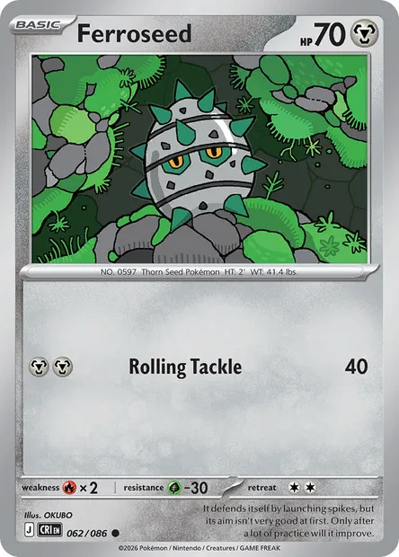 Ferroseed, Pokémon card CRI 062 — Chaos Rising set