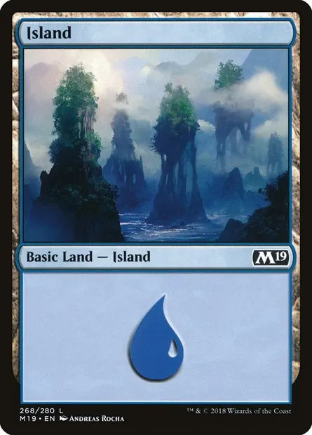 Island, Magic card M19 268 — Core Set 2019 set