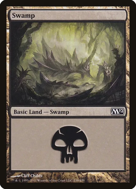 Swamp, Magic card M12 238 — Magic 2012 set