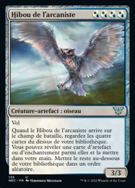 Hibou de l'arcaniste, carte Magic NEC 135 — extension Neon Dynasty Commander