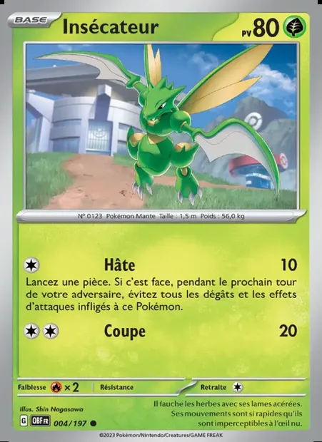 Insécateur, carte Pokémon OBF 004 — extension Flammes Obsidiennes
