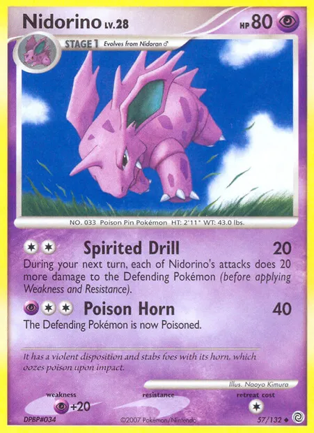 Nidorino, Pokémon card SW 57 — Secret Wonders set