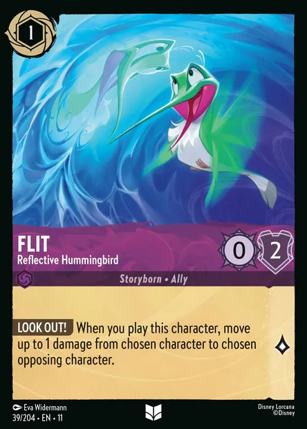 Flit - Reflective Hummingbird, Disney Lorcana card CH11-039 — Winterspell set