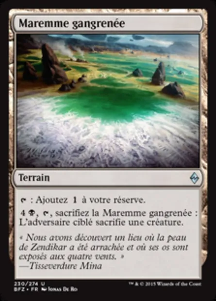 Maremme gangrenée, carte Magic BFZ 230 — extension La bataille de Zendikar