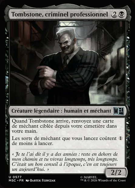 Tombstone, criminel professionnel, carte Magic MSC 577 — extension Marvel Super Heroes Commander