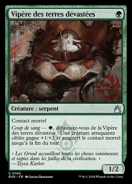 Vipère des terres dévastées, carte Magic RVR 160 — extension Ravnica Remastered