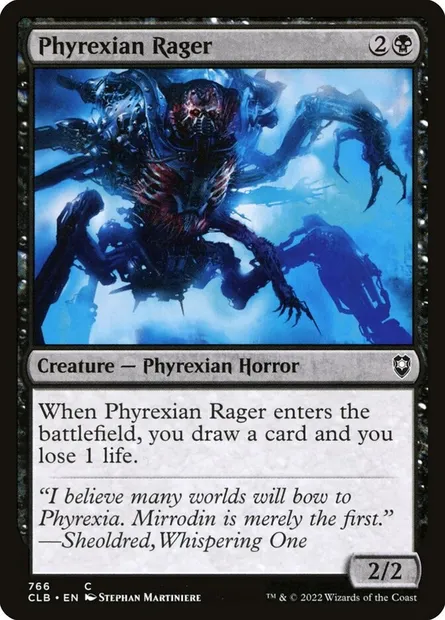 Phyrexian Rager, Magic card CLB 766 — Commander Legends: Battle for Baldur's Gate set