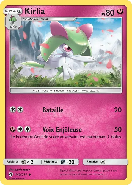 Kirlia, carte Pokémon LOT 140 — extension Tonnerre Perdu