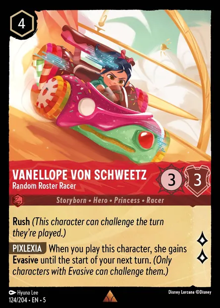 Vanellope von Schweetz - Random Roster Racer, Disney Lorcana card CH5-124 — Shimmering Skies set