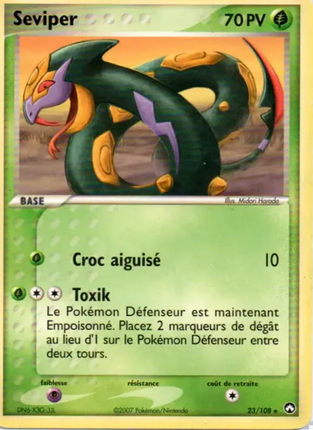 Séviper, carte Pokémon PK 23 — extension EX Gardiens du Pouvoir