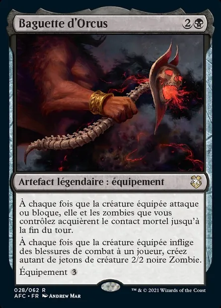 Baguette d'Orcus, carte Magic AFC 28 — extension Forgotten Realms Commander