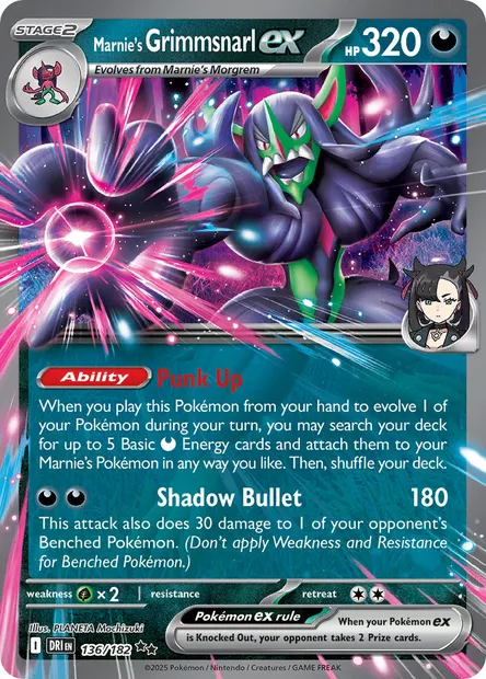 Marnie's Grimmsnarl ex, Pokémon card DRI 136 — Destined Rivals set