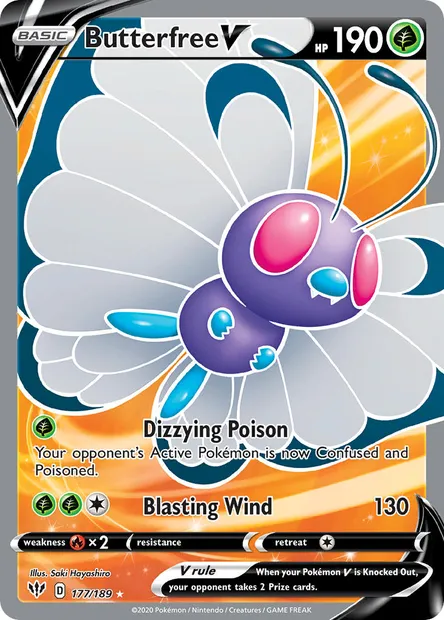 Butterfree V, Pokémon card DAA 177 — Darkness Ablaze set