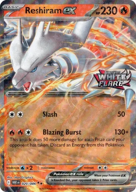 Reshiram-ex, carte Pokémon PRE 020-2 — extension Prerelease Promos