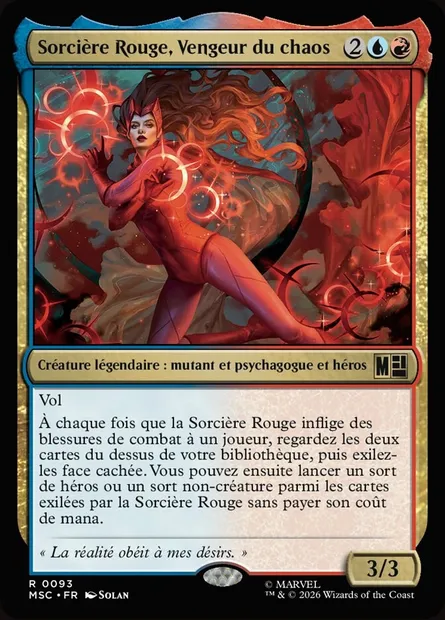 Sorcière Rouge, Vengeur du chaos, carte Magic MSC 93 — extension Marvel Super Heroes Commander