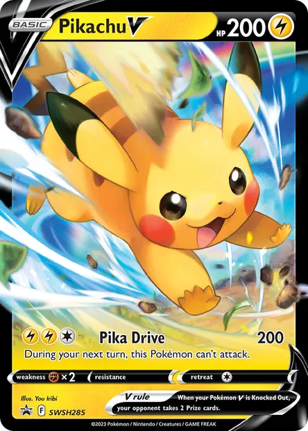 Pikachu V, Pokémon card SWSH 285 — SWSH Black Star Promos set