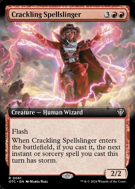 Crackling Spellslinger, Magic card OTC 61 — Outlaws of Thunder Junction Commander set