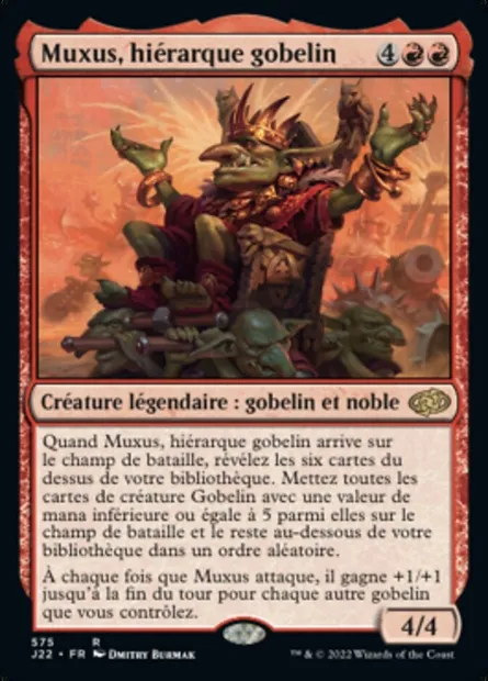 Muxus, hiérarque gobelin, carte Magic J22 575 — extension Jumpstart 2022