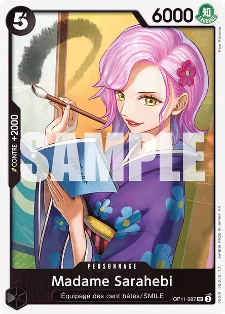 Madame Sarahebi, carte One Piece OP11-087 — extension DES POINGS VIFS COMME L'ÉCLAIR