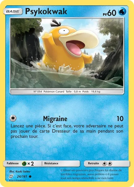 Psykokwak, carte Pokémon TEU 26 — extension Duo de Choc