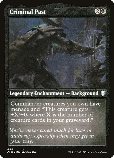 Criminal Past, Magic card CLB 494 — Commander Legends: Battle for Baldur's Gate set