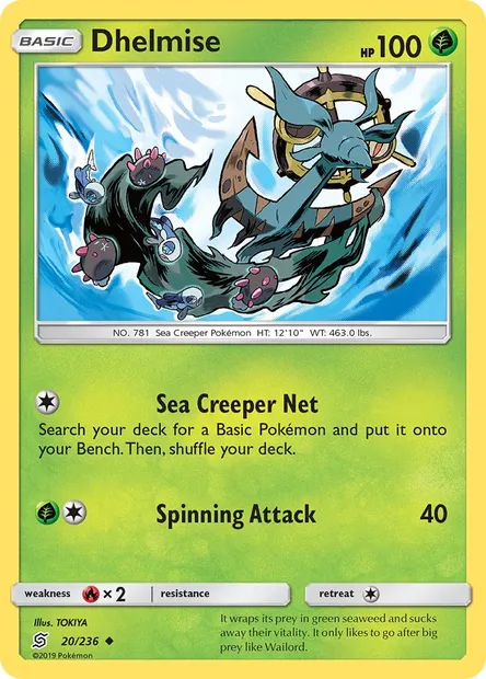 Dhelmise, Pokémon card UNM 20 — Unified Minds set