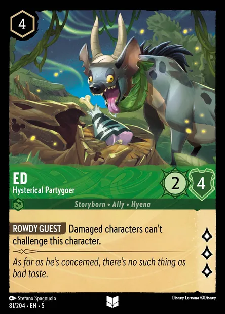 Ed - Hysterical Partygoer, Disney Lorcana card CH5-081 — Shimmering Skies set