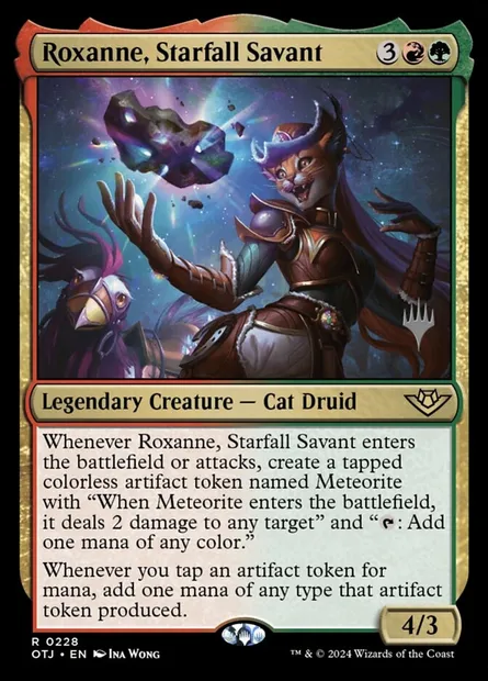 Roxanne, Starfall Savant, Magic card POTJ 228p — Outlaws of Thunder Junction Promos set