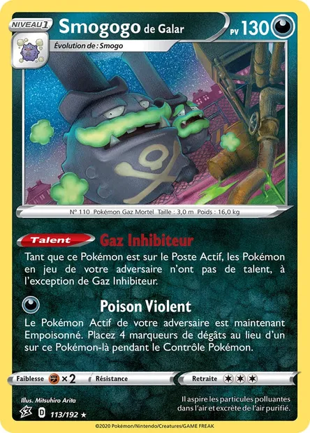 Smogogo de Galar, carte Pokémon RCL 113 — extension Clash des Rebelles