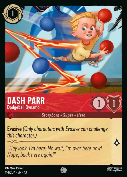 Dash Parr - Dodgeball Dynamo, Disney Lorcana card CH13-114 — Attack of the Vine! set