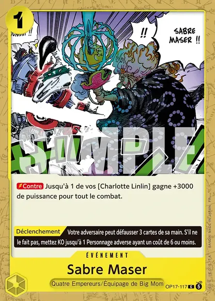 Sabre Maser, carte One Piece OP17-117 — extension LES GUERRIERS LES PLUS PUISSANTS AU MONDE