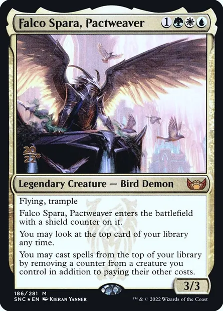 Falco Spara, Pactweaver, Magic card PSNC 186s — Streets of New Capenna Promos set